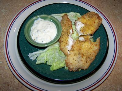 This is my Panko, Pan-fried Tilapia in the Nuwave (about 99% less fat than the way I used to cook it.